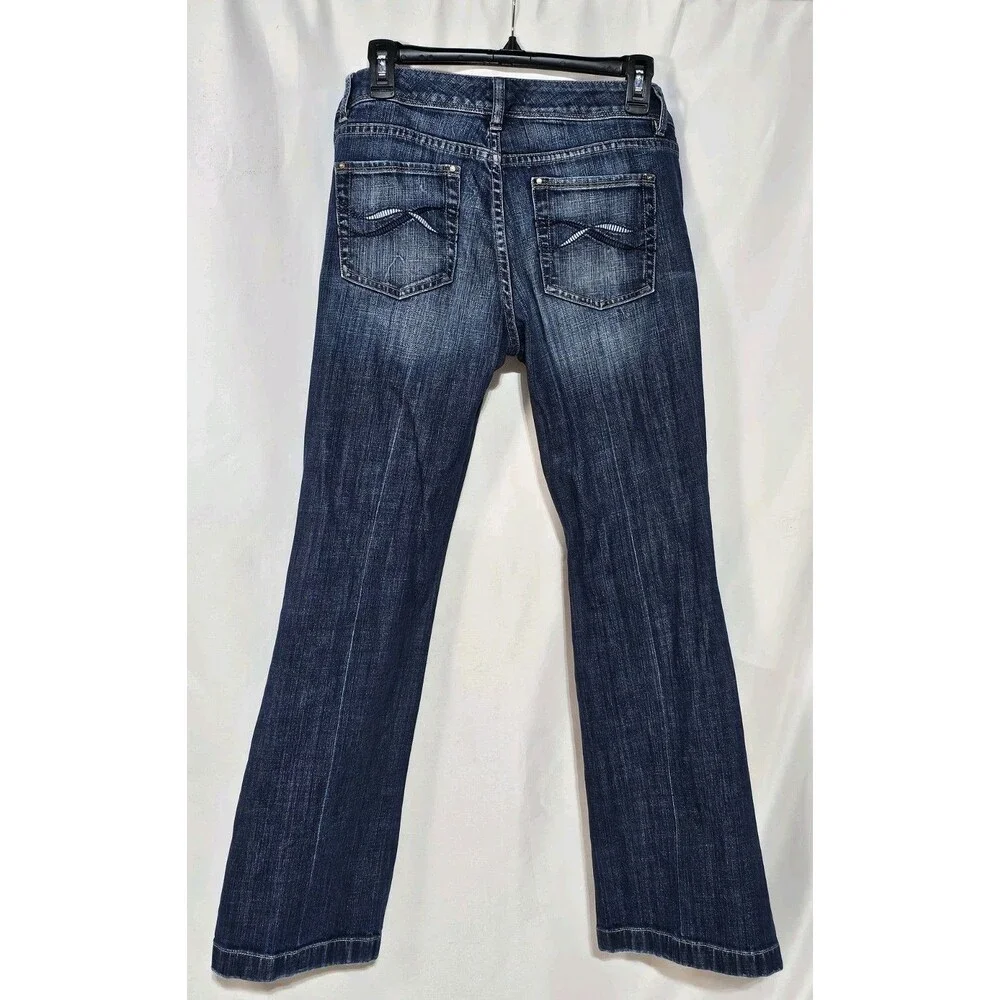 WHBM Blanc Bootcut Jeans Size 6S 6 Short Medium Dark Wash Stretch Denim EUC